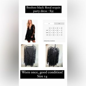 Boohoo black floral sequin dress